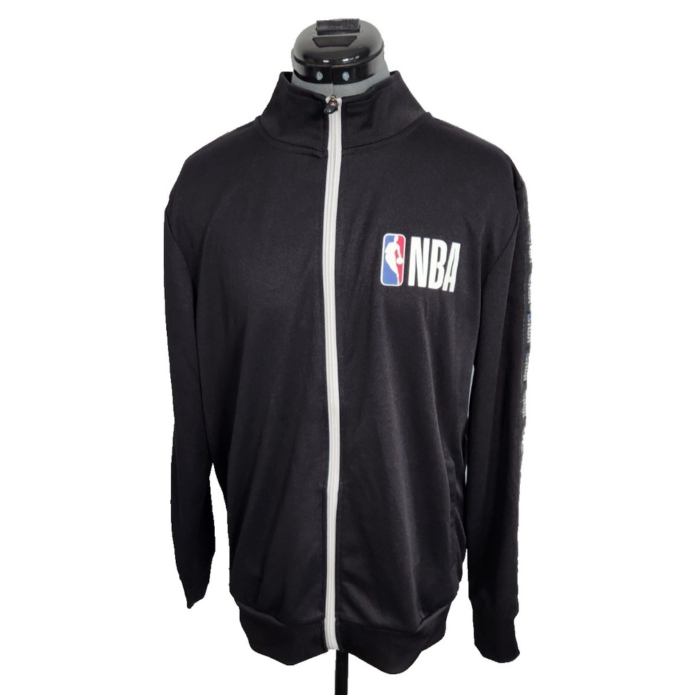 NBA Mens Logo Tape Full Zip Track‎ Jacket Black Small Mock Neck Sportswear